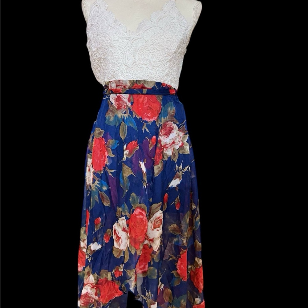 Floral Blue and Red Women's Skirt